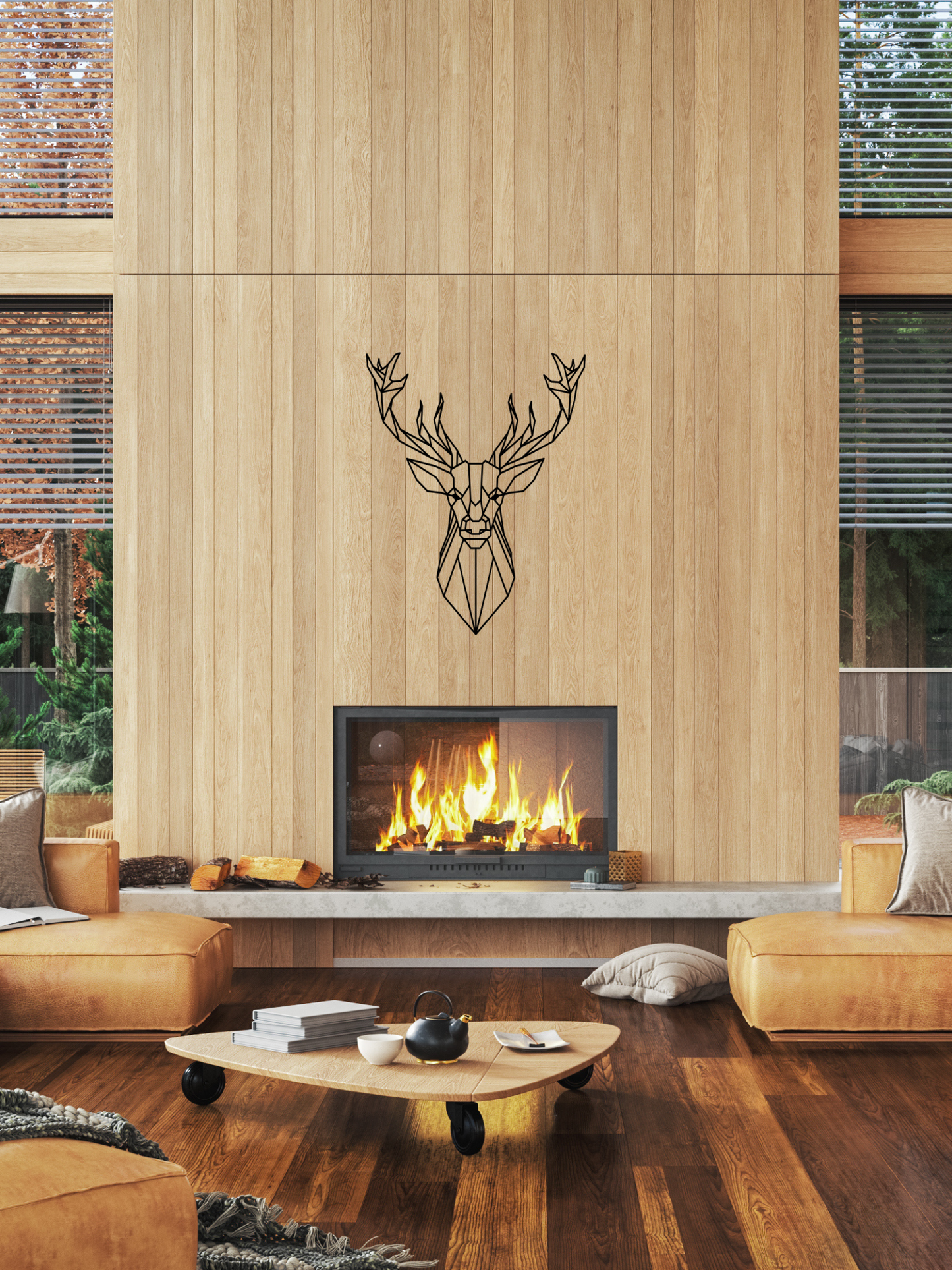 Houten zwarte geometrische eland als wanddecoratie