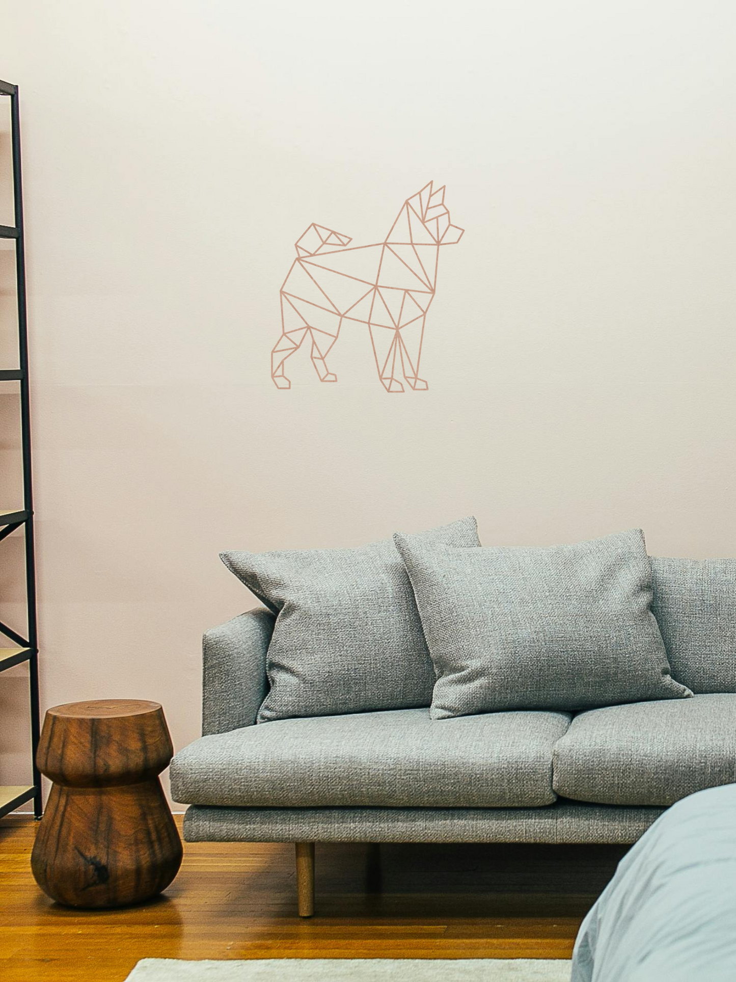 Wanddecoratie houten geometrische hond