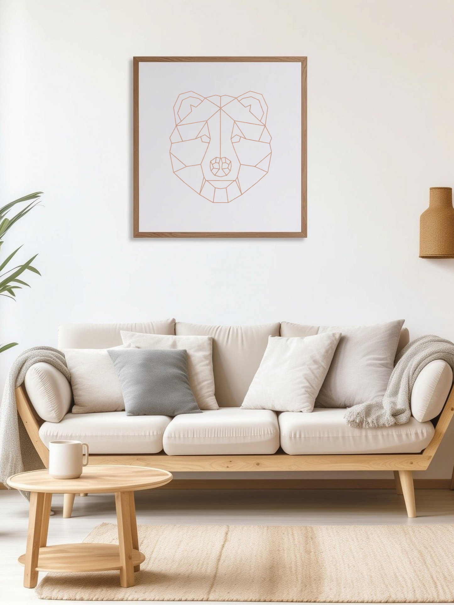 Houten ijsbeer in geometrie als muurdecoratie