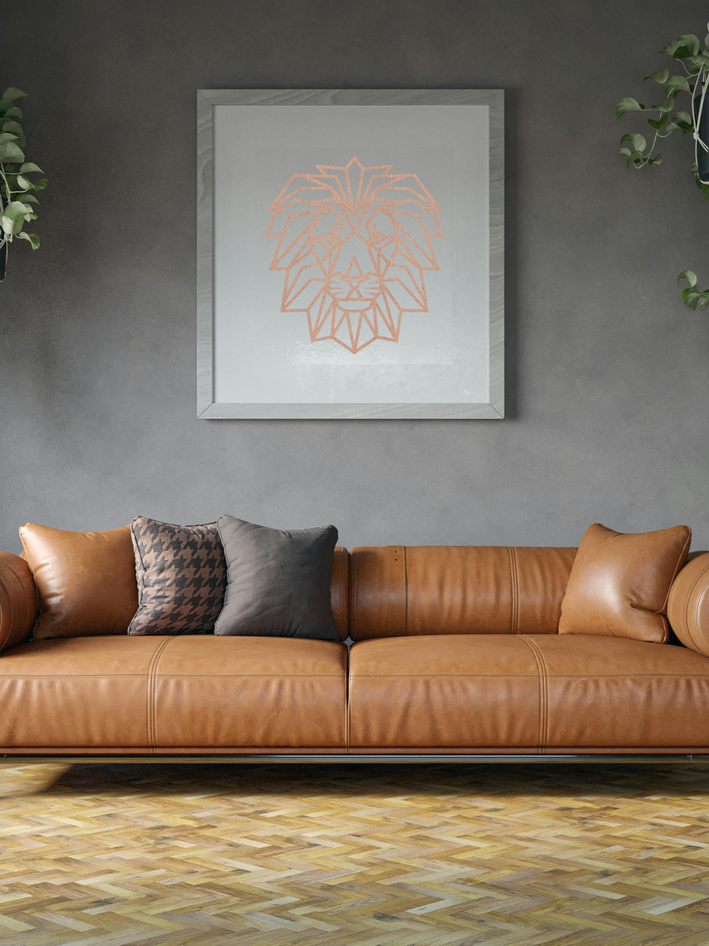 Leeuw in hout als geometrie
