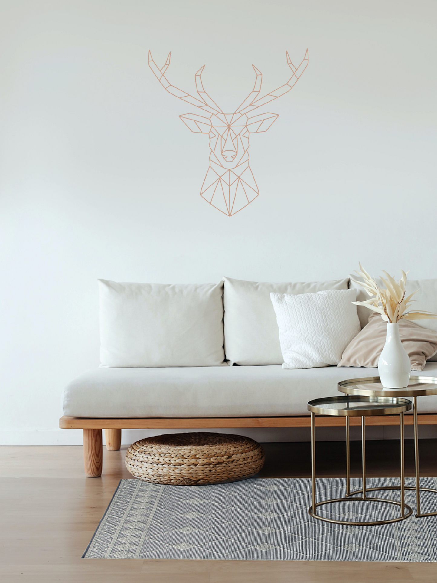 geometrische houten rendier als wanddecoratie