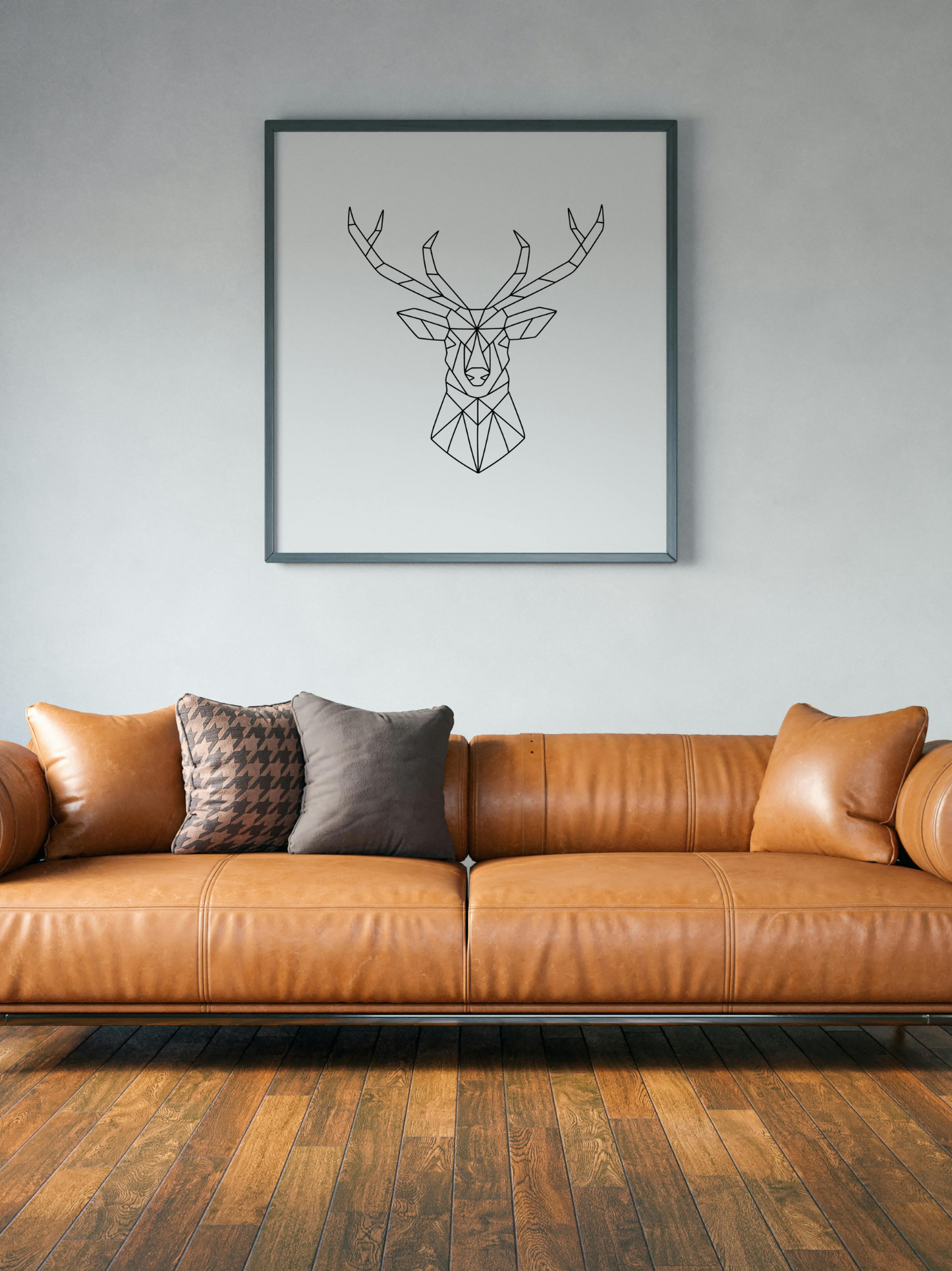 geometrische rendier hout in het zwart