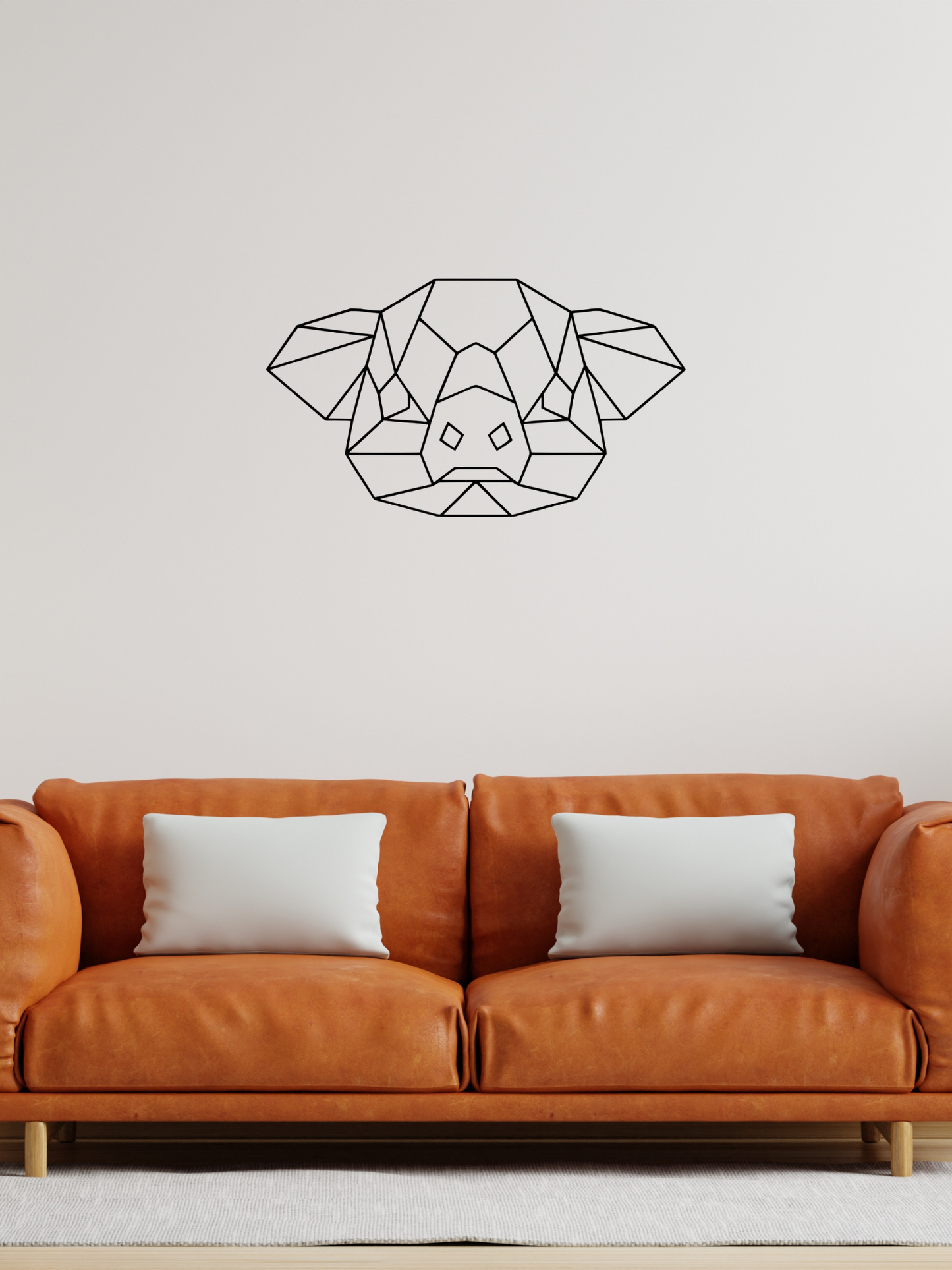 houten geometrisch varken in het zwart