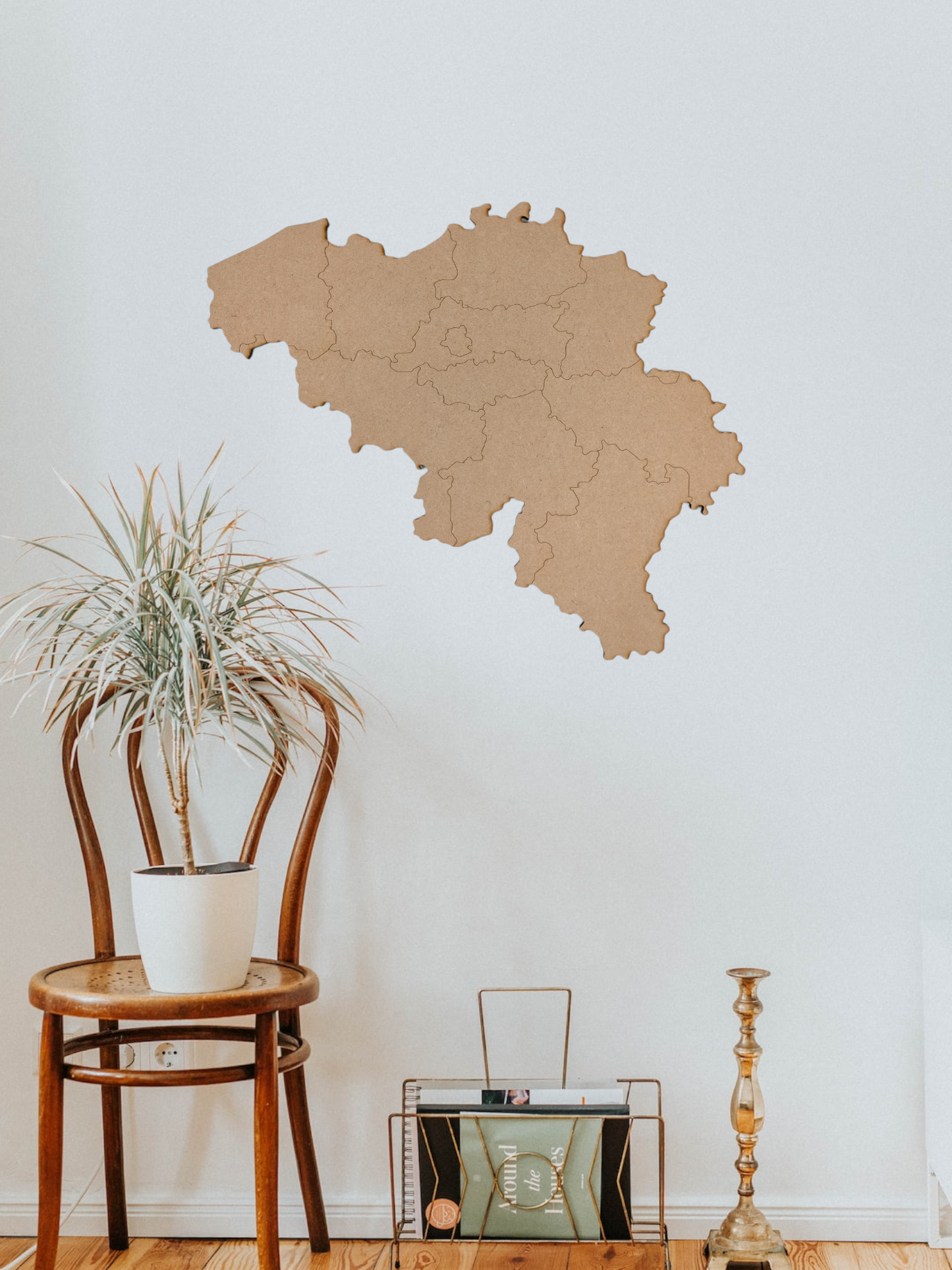 Landkaart België in hout, ideaal als houten wanddecoratie