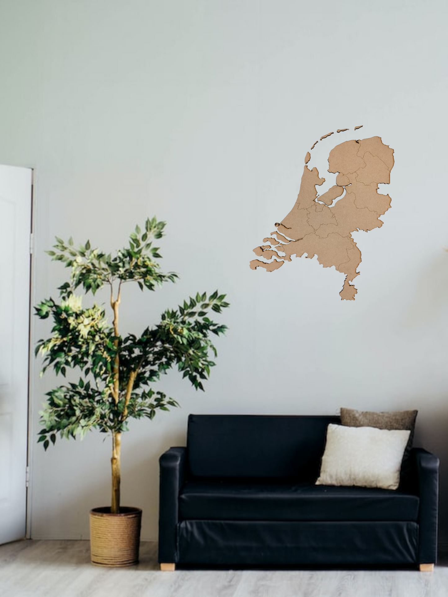 Houten landkaart Nederland als muurdecoratie