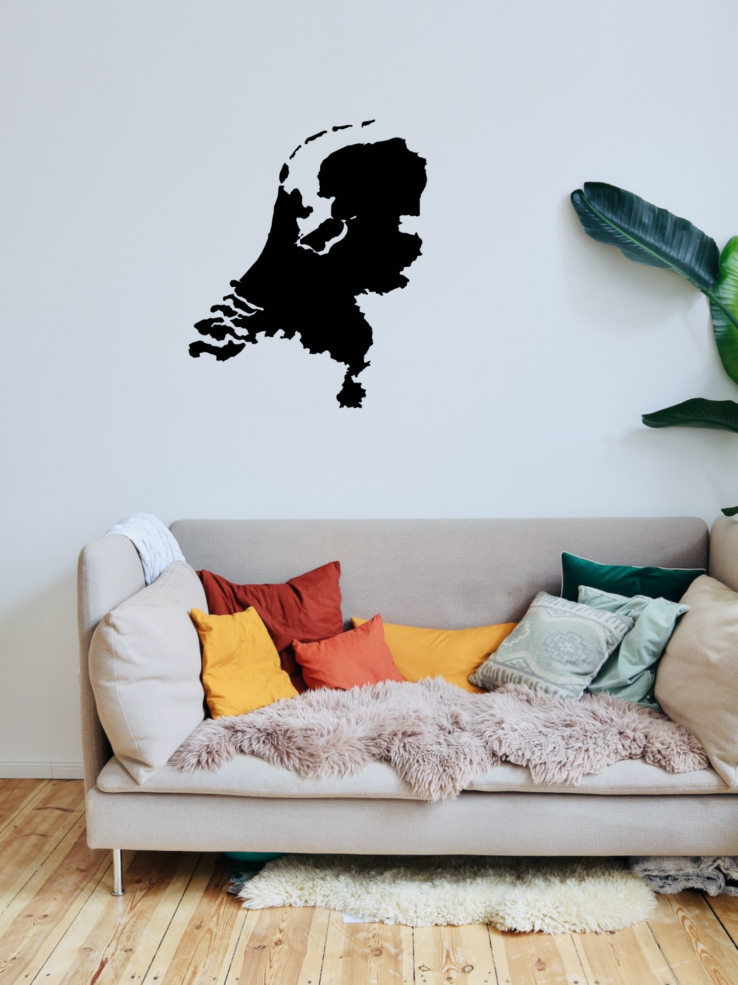 Landkaart Nederland hout zwart voor wanddecoratie