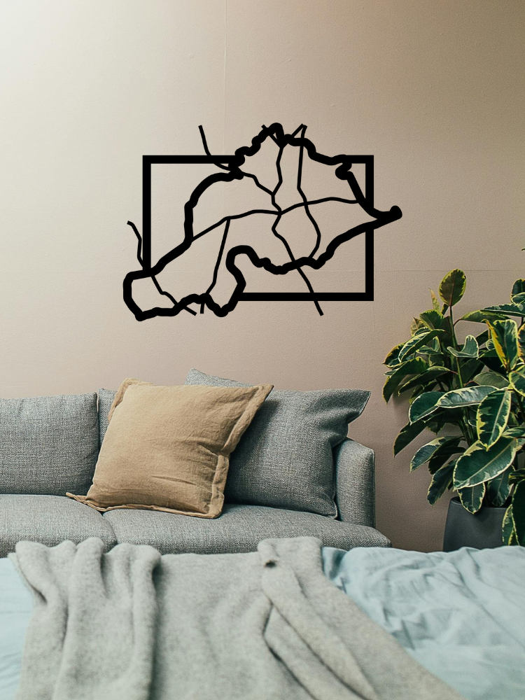 Stad Dendermonde als stadskaart in het zwart aan je muur als muurdecoratie in hout