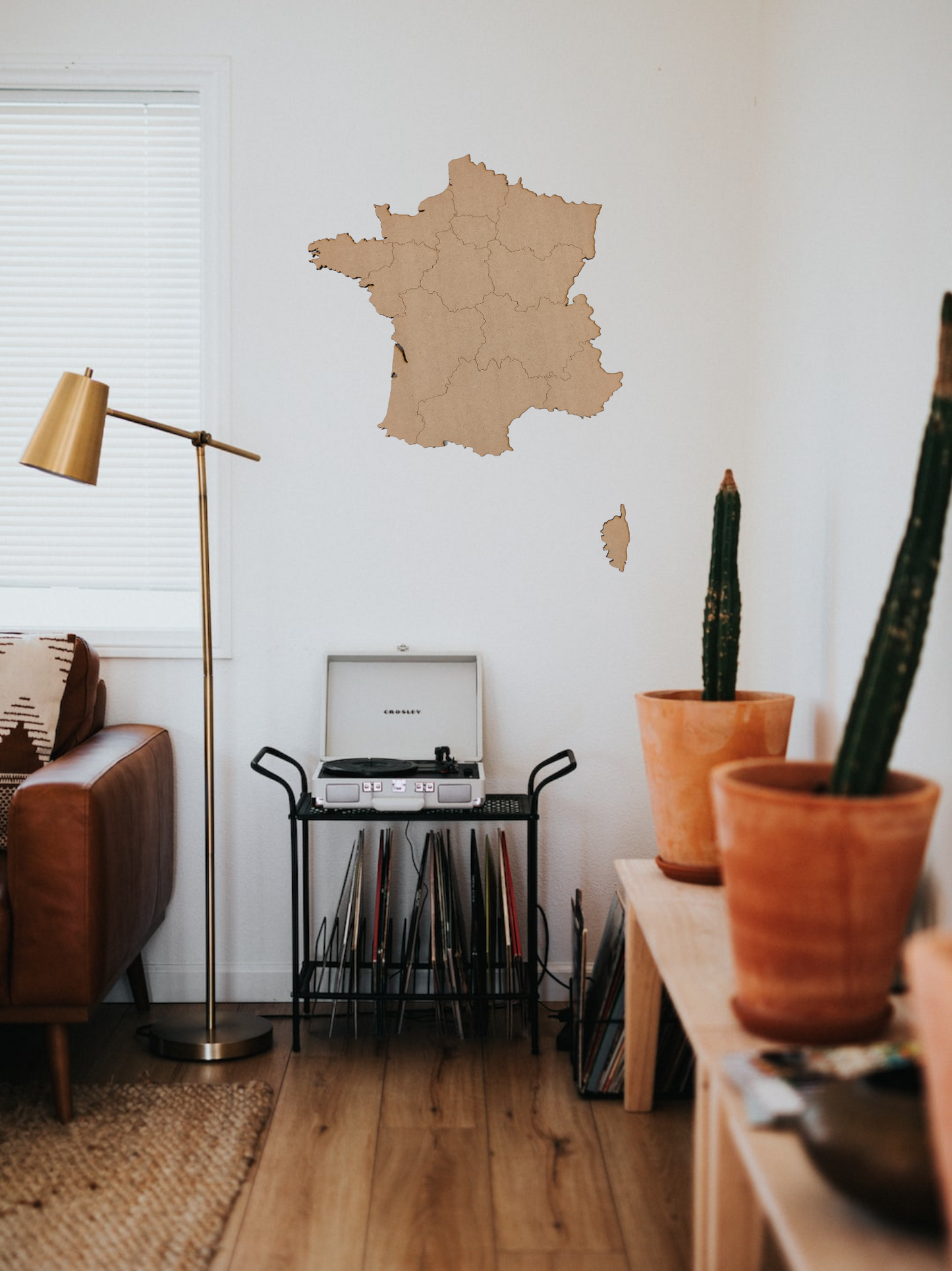 Muurdecoratie houten landkaart Frankrijk
