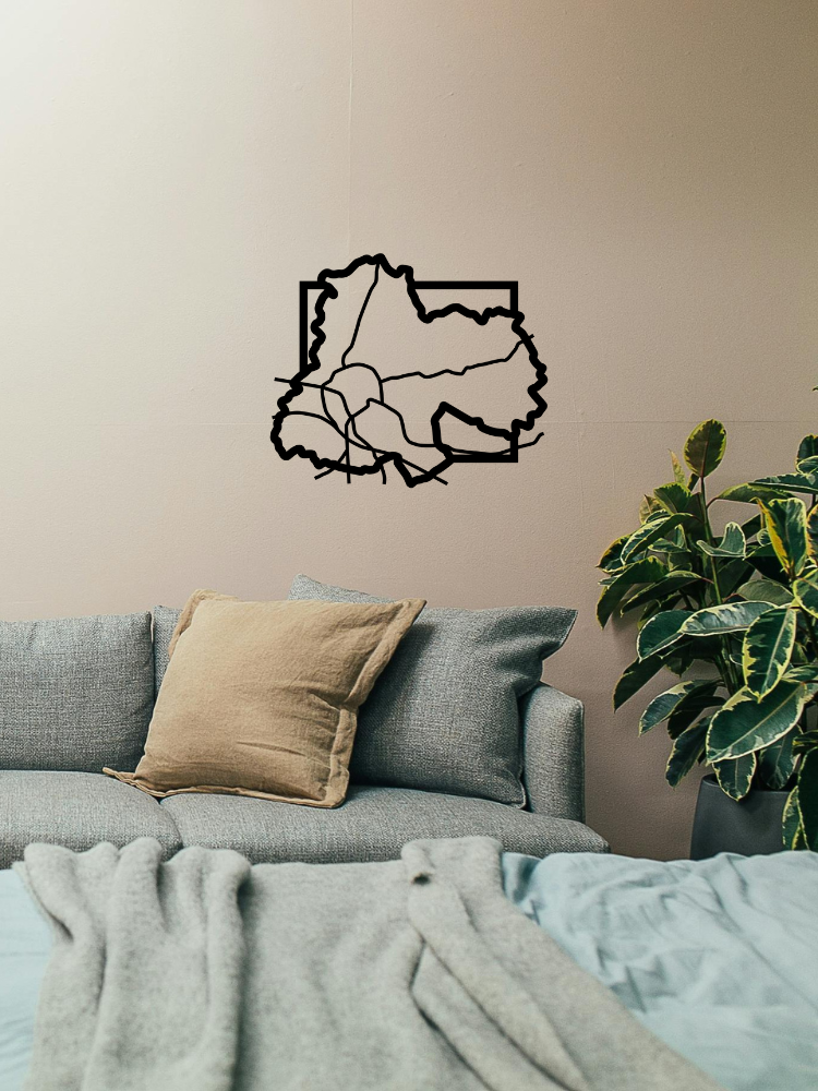 Jouw stad Aalst als houten zwarte stadskaart aan je muur als muurdecoratie